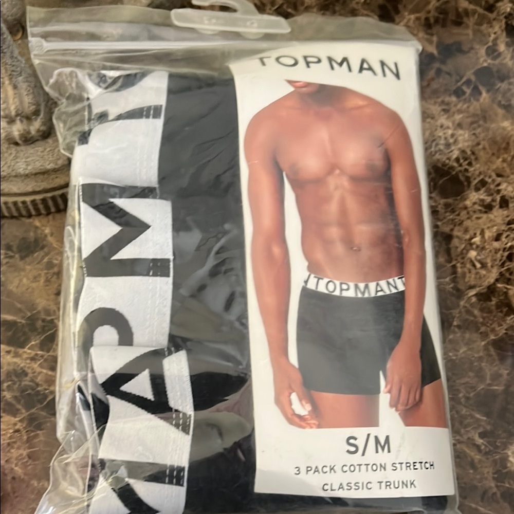 Topman Black Cotton Stretch Trunks - 3 Pack